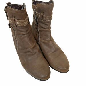 Blondo Ankle Booties Women's Brown Aqua Protect B1983-92 Side Zip Slouchy sz 9 M